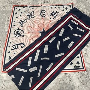 Lot of 2 Vintage Red White Blue Patriotic Scarfs Bicentennial, Presidents